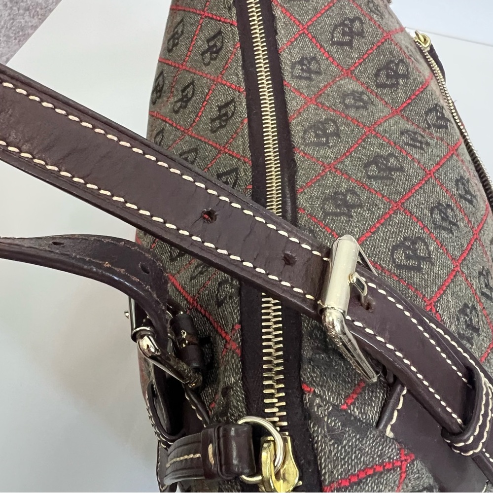 Dooney & Bourke Nina Large Shoulder Bag Brown Jacquard Leather Trim - Picture 6 of 13